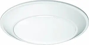 Juno SlimBasics 6 Inch LED Ceiling Light, LED Surface Mount Downlight for Shower Light or Closet Lighting, 3000K Neutral White, Tapered Trim, Wet Rated, Matte White (JSBT 6IN 30K 90CRI MW WL M6)