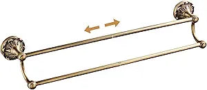 Antique Brass Bathroom Hardware Wall Mounted Double Towel Rack Vintage Copper Bath Accessories