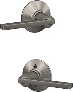 Schlage F10 LAT 619 Latitude Door Lever, Hall & Closet Passage Lock, Satin Nickel