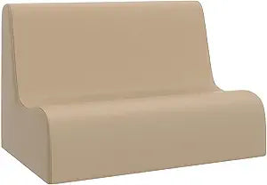 Children's Factory Small Contour Sofa, Mix-and-Match Kids Chairs, Sofas, Corner Ottomans and Cubes, Foam-Filled and Water-Resistant, Flexible Seating for Classroom Elementary, Sand Kids Couch