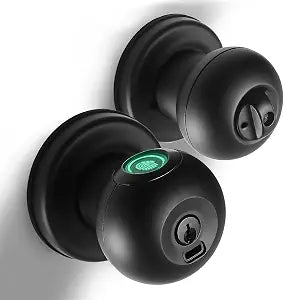 Buoan Fingerprint Door Knob, Smart Fingerprint Door Knob with Lock, Black