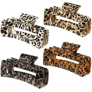 laxizar 4 Pcs Hair Clips 4.1 Inch Claw Clips Leopard Hair Accessories