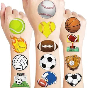 60 PCS Sports Ball Pre-Cut Temporary Tattoos