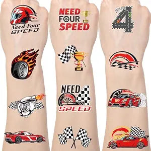 Race Car Temporary Tattoos - 200+ Need Four Speed Birthday Decorations Checkered Flag Temporary Tattoo Gifts Happy 4th Birthday Decorations Boy Race Car Party Favors Supplies Prizes