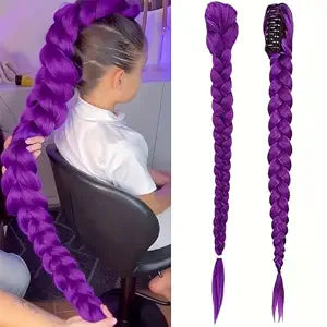 Purple Kpop Pigtail y2k Cosplay Hair Extensions with Laser Wire for - Advanced Synthetic Hair Ponytail Suitable for, Role-Play, Themed Parties & Daily Wear - & Maintenance for Skin Tones & Hair Types