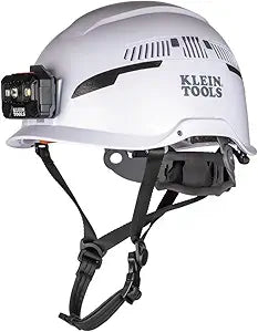 Klein Tools 60526 Safety Helmet, Type-2 Safety Helmet with Rechargeable Headlamp, Vented, Class C, White
