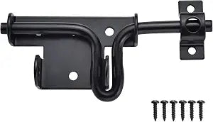 JIAHOO Slide Bolt Gate Latch, Heavy Duty Door Lock with Padlock Hole, Sliding Bolt Latch Hardware for Wooden Fence, Shed Door, PVC Fence, Barn Door, Thickened Steel, Black Finish