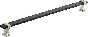 Amerock | Cabinet Pull | Brushed Matte Black/Satin Nickel | 11-5/16 inch (288 mm) Center to Center | Overton | 1 Pack | Drawer Pull | Drawer Handle | Cabinet Hardware