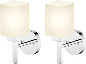 Vanity Lighting Fixtures Polished Chrome Bathroom Lights with White Frosted Glass Shade, Wall Sconces for Mirror Hallway Entrance, 2 Pack T002CH-L1-P2