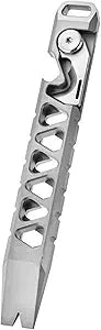 Hamans Pry Bar Titanium Prybar Bottle Opener 4.37" 7-in-1 Multi-Function Tool with Rope Cutter, Bottle Opener, Can Opener, Nail Puller, Box Opener, Lanyard Hole (Grey)