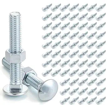 Yaocom 75 Pack 3/8 x 3-1/2" Long Carriage Bolts with Nuts, Galvanized Steel (Silver)