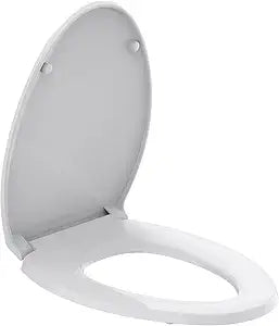 R&T Elongated Toilet Seat B1130, Heavy-Duty up to 400 lbs, Slow Close, Non Slip and Easy to Keep Clean, Easy to Install, White Premium Premium PP Material