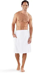 Boca Terry Mens Towel Wrap, 100% Cotton Mens Bath Wrap, Elastic Waist Towel for Shower, Spa, Sauna, Gym - Secure & Adjustable