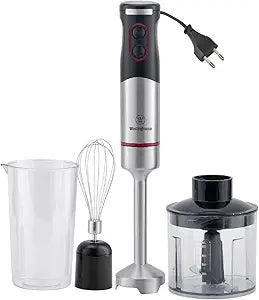 220 Volt Hand Blender 1000W - 3 in 1 Hand blender includes blending shaft, 500 ml chopper bowl, 700 ml beaker and whisk-220V 240V (Not For Use In USA)