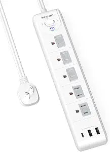 2 Prong Power Strip, WRXDMC 2 Prong to 3 Prong Outlet Adapter with 5ft Cord