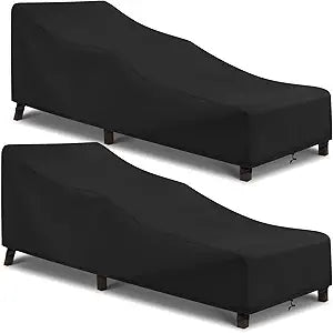 Arcedo Patio Chaise Lounge Cover Waterproof 2 Pack, Lounge Chair Covers for Outdoor Pool Lounger and Patio Furniture, 80" x 30" x 26" H, Black