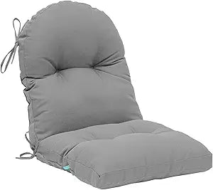QILLOWAY Tufted Outdoor Chair Cushion Set of 4, Waterproof 43x20x4 Inch Non Slip Replacement Pad for Wicker Lounge Patio Furniture, Grey