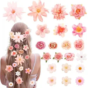Flower Hair Clips Hawaiian Pink Hair Flower Clip 21 PCS