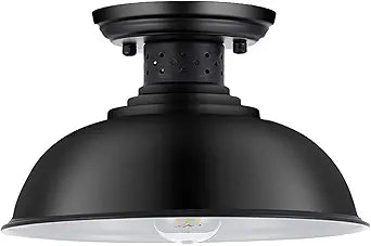 Semi Flush Mount Ceiling Light Fixture, Farmhouse Black Kitchen Light Fixtures Ceiling Mount, Industrial Metal Cage Lighting for Hallway Entryway Bedroom Laundry, E26 Base, 13in (Bulbs Excluded)
