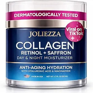 Collagen Retinol Face Cream – Anti Aging Face Moisturizer with Hyaluronic Acid, Vitamin C & Saffron – Firming Face and Neck Cream for Women – Collagen Moisturizer Day & Night, 1.69 Fl Oz