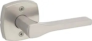 Kwikset Tripoli Lever Dummy Door Handle, Single Sided for Closets, French Double Doors, and Pantry, Satin Nickel Non-Turning Reversible Interior Push/Pull, with Microban Protection