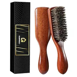 GAINWELL Small Mens Boar Bristle Hair & Beard Brush, Medium Hardness Bristles for Thin & Fine Hair, Natural Sapele Wood Handle - Portable Travel