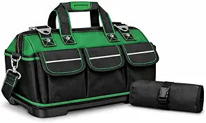 Heavy Duty Electrician Tool Bag 15", Tool Bag with Molded Base and Organizer, Durable Oxford Fabric with Multiple Pockets