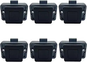 6 Packs PUROCEAN Metal Push Button Latch Square RV Push Button Catch (Black)