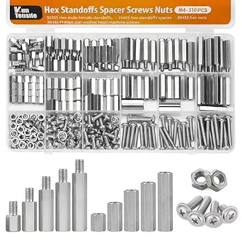 M4 Hex Standoffs Spacer Screws Nuts, 310Pcs Stainless Steel Standoff Kit