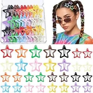 40 Pcs Star Hair Clips, 2000s Y2K Colorful Snap Hair Barrettes