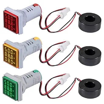 3PCS AC Current Voltage Amperage Power Energy Panel Meter LCD Digital Display Ammeter Voltmeter Multimeter with CT AC 60-500V 0-100A 20-75 Hz Multi-Function Power Monitor