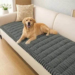 HeadPet Couch Cover for Dogs, Washable Non Slip Sofa Cover for 3 Cushion Couch, Thick Soft Corduroy Couch Protector, Pet Friendly Furniture Slipcover for Cats Dogs, Dark Gray