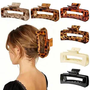 6 Pack 5 Inch Extra Large Claw Clips for Thick Hair, Jumbo Claw Clip for Women Girls, Strong Hold Non-slip Hair Clips for Thick/Long/Curly Hair, XL Square Jaw Accessories, Tortoise Shell
