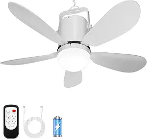 Canopy Fan 21'', Portable Ceiling Fan with Remote Control and Extension Hook, Outdoor Ceiling Fan Ligh for Gazebo, Tent, Patio, Camping