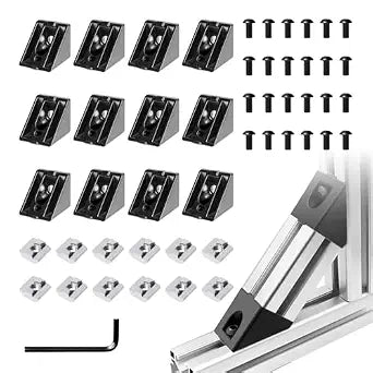 12pcs 4040 45 Degree Inside Corner Angle Support Bracket Black