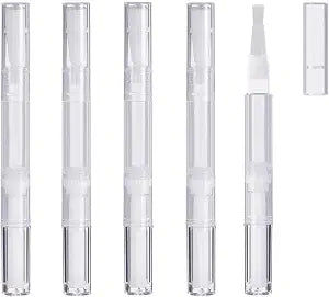 E-lishine 3 ml Transparent Twist Pens Empty Nail Oil Pen with Brush Tip,Lip Gloss Container Applicators Growth Liquid Tube,Set of 5