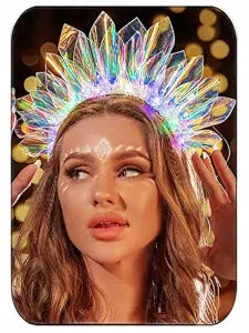 JEAIRTS Light Up Headband Led Crown Headbands Rave Headpiece for Women