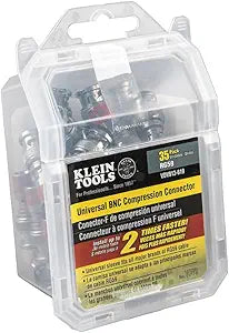 Klein Tools VDV813-619 Universal BNC Compression Coax Connectors, With Universal Sleeve Technology, for RG59 Coaxial Cables, 35-Pack