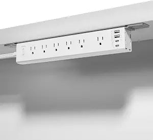 360 Mountable Surge Protector Power Strip with 4 USB Ports (2 USB C), 6 FT Electrical Outlet & Flat Plug Extension Cord for Under Desk, Wall, or Corner Mount (White)