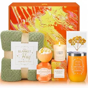 BodyRefresh Gifts for Women, Self Care Gifts Basket for Mom, Wife, Sister, Daughter, Bestie, Grandma, Get Well Soon Spa Retirement Gift Basket Set with Flannel Blanket, Anniversary Thank You Gift