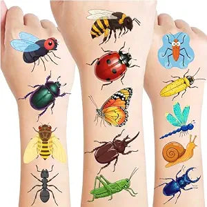 96 PCS Bug Pre-Cut Temporary Tattoos for Kids Birthday Party Favors