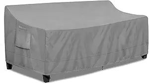 PureFit Outdoor Couch Cover Waterproof Patio Sofa Furniture Covers, 4-Seater Outdoor Cover with Air Vent and Handles, 104W x 40D x 35H Inches, Gray