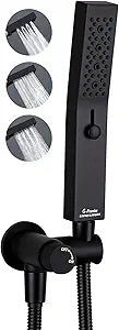 G-Promise All Metal Handheld Shower Set with 3-Function Showerwand, included Handheld Holder to Control on/off Switch and 72 Inch Tangle-Free Stainless Steel Hose Matte Black