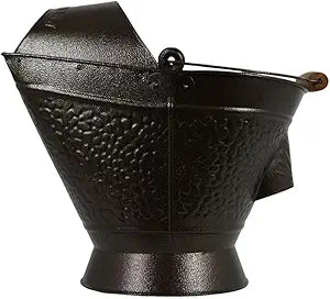 Coal Hod Bucket - Antique Bronze - Decorative Appeal - for Fireplace & Pellet Stove Ashes - Easy Hopper Filling - Lightweight