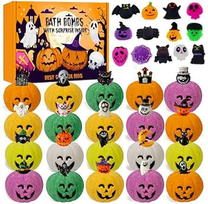 Spooky Bath Bombs for Kids with Surprise Inside, Bubble Bath Bomb with Halloween, Fruity Scents, Relaxing Aromas, Ideal Birthday Gift for Girls