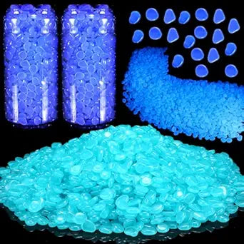 Sasylvia 12000 Pcs Glow in the Dark Rocks Glow in the Dark Stones Glowing Rocks for Garden Outdoor Glowing Fish Tank Pebbles Luminous Stone for Outdoor Yard Patio Aquarium Landscaping (Dark Blue)