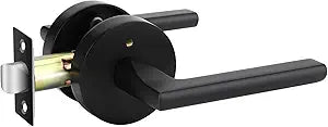 Goldenwarm Black Door Handles Interior, Zinc Alloy Privacy Interior Door Handle, Matte Black Door Handles for Bedroom, Bathroom, Heavy Duty Modern Door Levers (1 Pack)