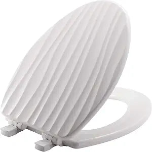 Mayfair Sculptured Rainfall Slow Close Toilet Seat, Easy Clean Hinges with Durable Wood Seat, Made in USA, Elongated, White
