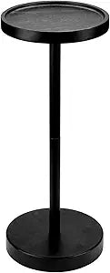 Solid Wood Pedestal Side Table Black Color, Drink Pedestal, End Corner Table Small Round Martini Table
