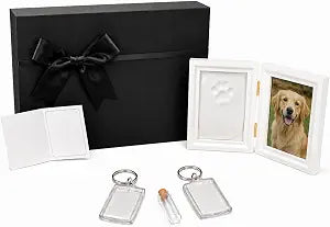 Black Pet Memorial Keepsake Kit with Frame, Keychains & Memory Vial